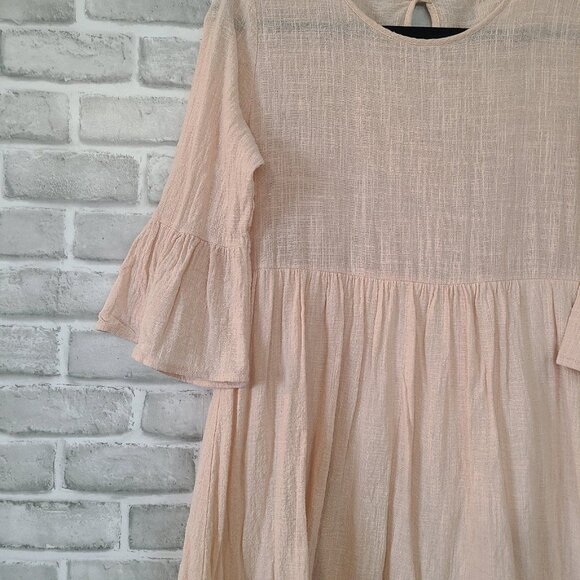 Flamingo Urban Cotton Blend Gauze Dress Minimalist Lagenlook Made in USA Small - Picture 6 of 10